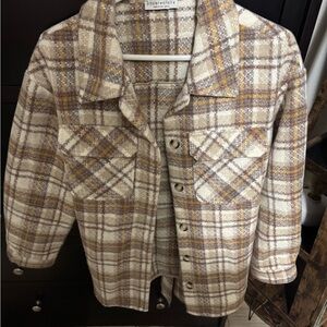 Women's Plaid Jacket in Brown and Cream medium